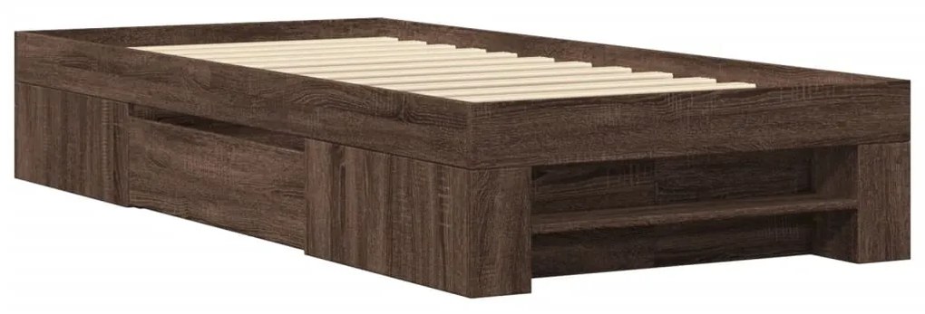 barna tölgy színű szerelt fa ágykeret matrac nélkül 90x200 cm