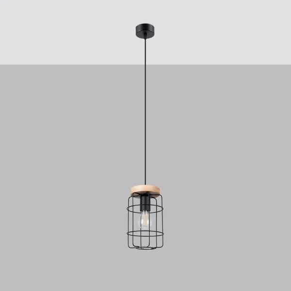 Sollux SL.1263 - Csillár zsinóron GOTTO 1xE27/15W/230V fekete