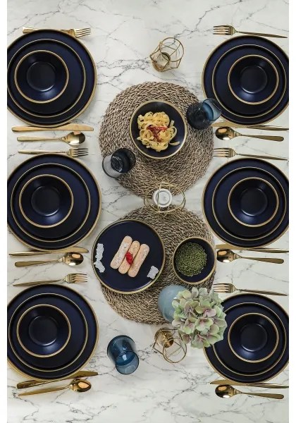 24 darabos étkészlet kék/arany/kerámia