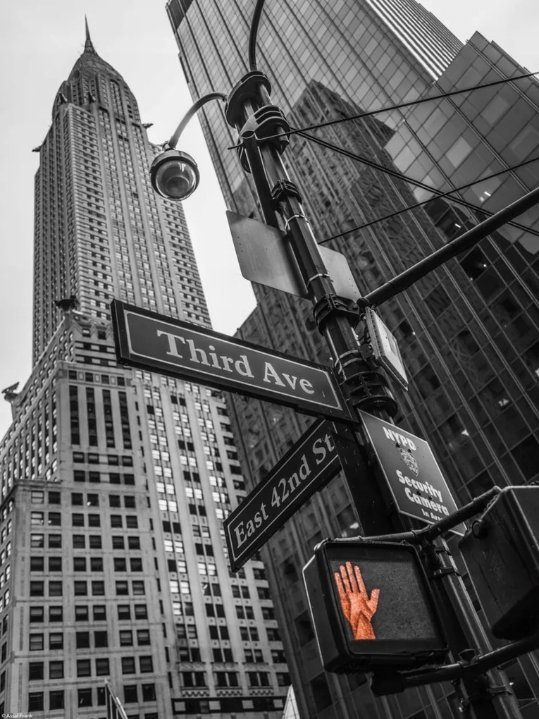 Poszter 30x40cm Utcatáblák és Chrysler Building New Yorkban, Assaf Fran