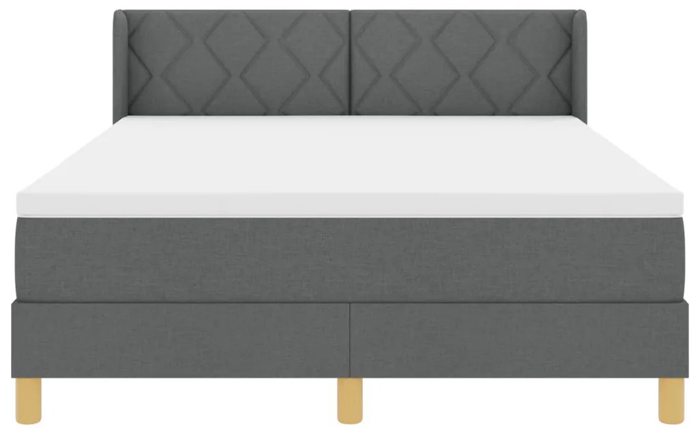Boxspring ágy matraccal sötétszürke színben, 140 x 200 cm, textil