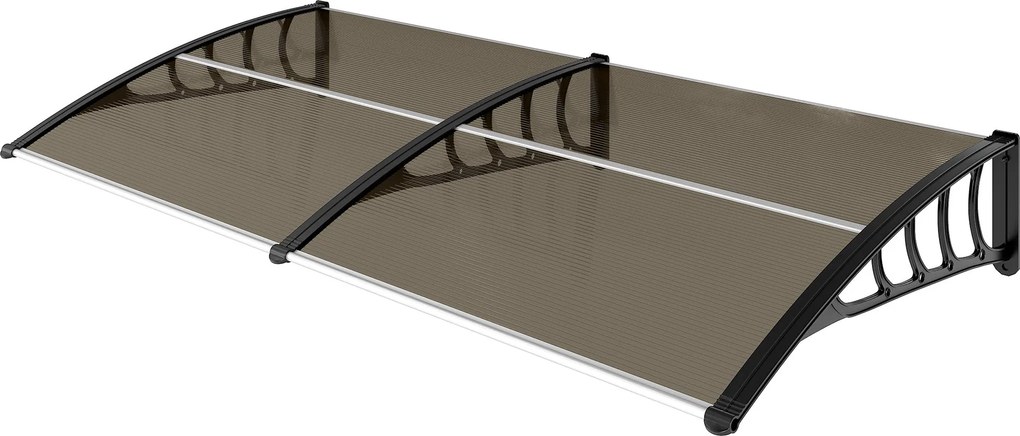 Outsunny Védő Napernyő 200x96 cm Külső Tetőajtókhoz és Ablakokhoz Nap és Eső Ellen PP Polikarbonát Támogatással Barna | Aosom