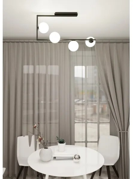 Csillár rúdon SOMA 4xE14/10W/230V fekete/fehér