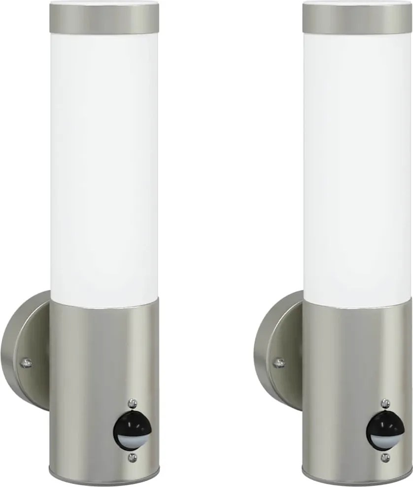vidaXL Kültéri Fali Lámpa 2 pcs Ezüst 12 x 8,5 x 29 cm