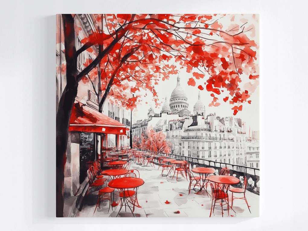 Poszter Város Párizs Sacre Coeur Kávézó Ősz 80x80