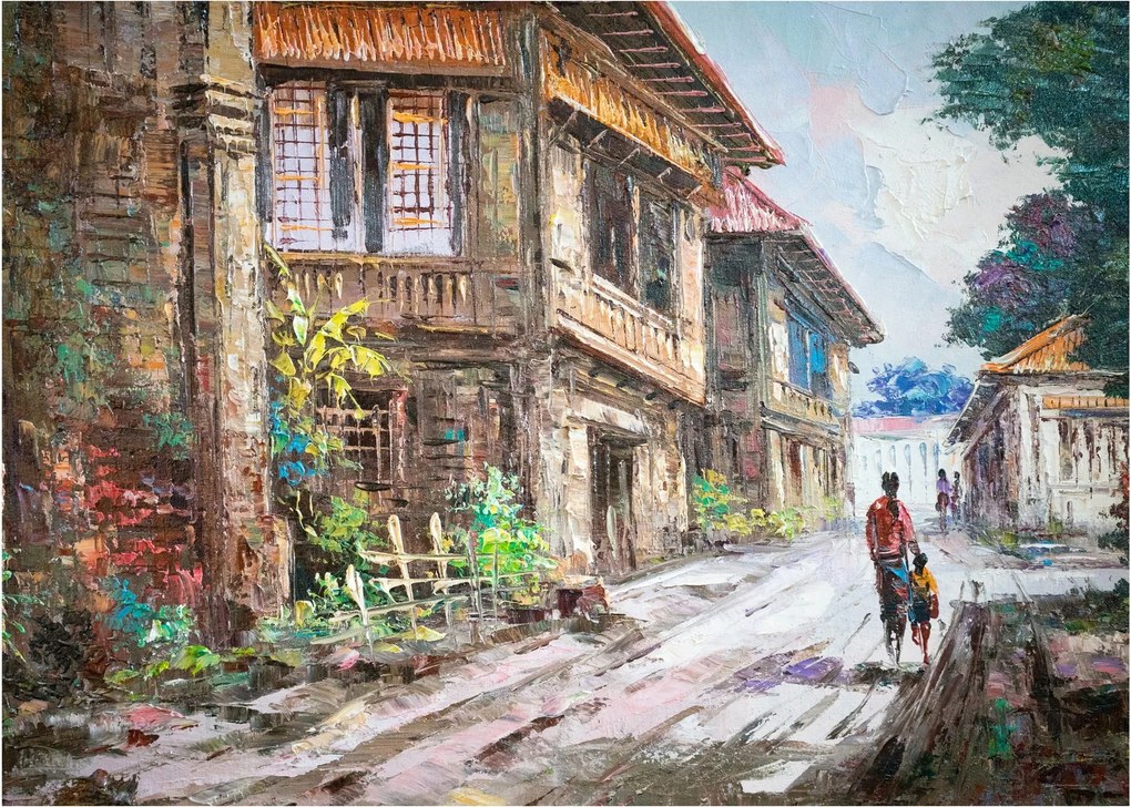 Fülöp-szigeteki falu képe, Ázsia (üvegen) (70x50 cm)