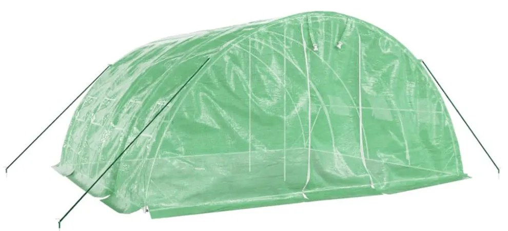 zöld acélvázas melegház 20 m² 5 x 4 x 2,3 m