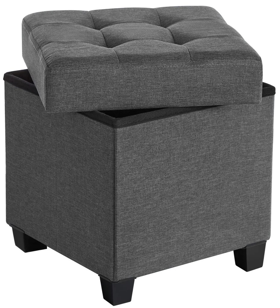 Skládací taburet s úložným prostorem OSCAR 38x38 cm, šedý