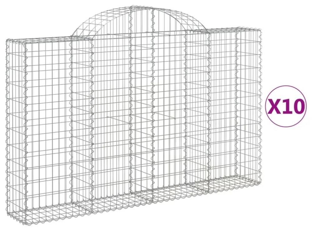 10 db íves horganyzott vas gabion kosár 200x30x120/140 cm