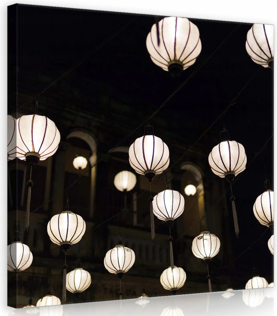 Vászonkép 40x40 Kínai lampionok éjszaka fény ünnep Ázsia hagyomány