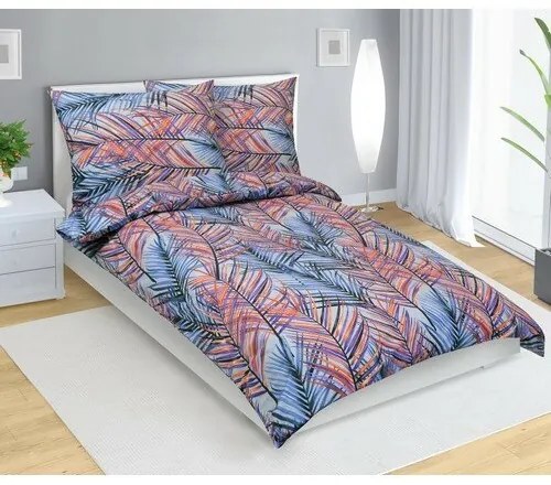 Bellatex Páfrány pamut ágyneműhuazt kék , 140 x 200 cm, 70x 90 cm