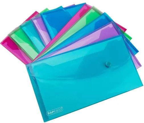 Irattartó tasak, DL, patentos, RAPESCO Eco GRS Recycled, áttetsző vegyes színek (IR1844)