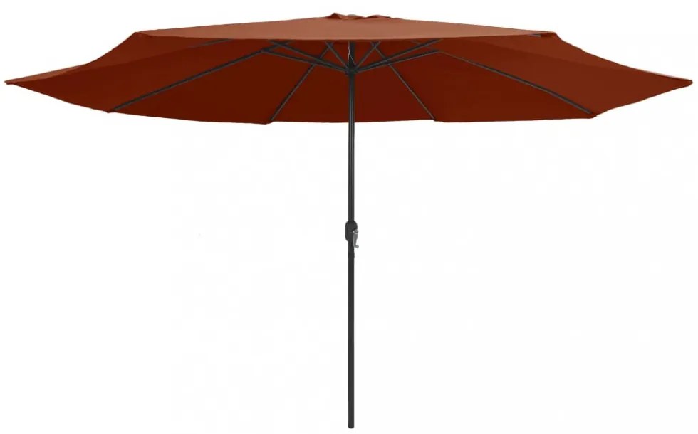 terrakotta színű kültéri napernyő fémrúddal 390 cm