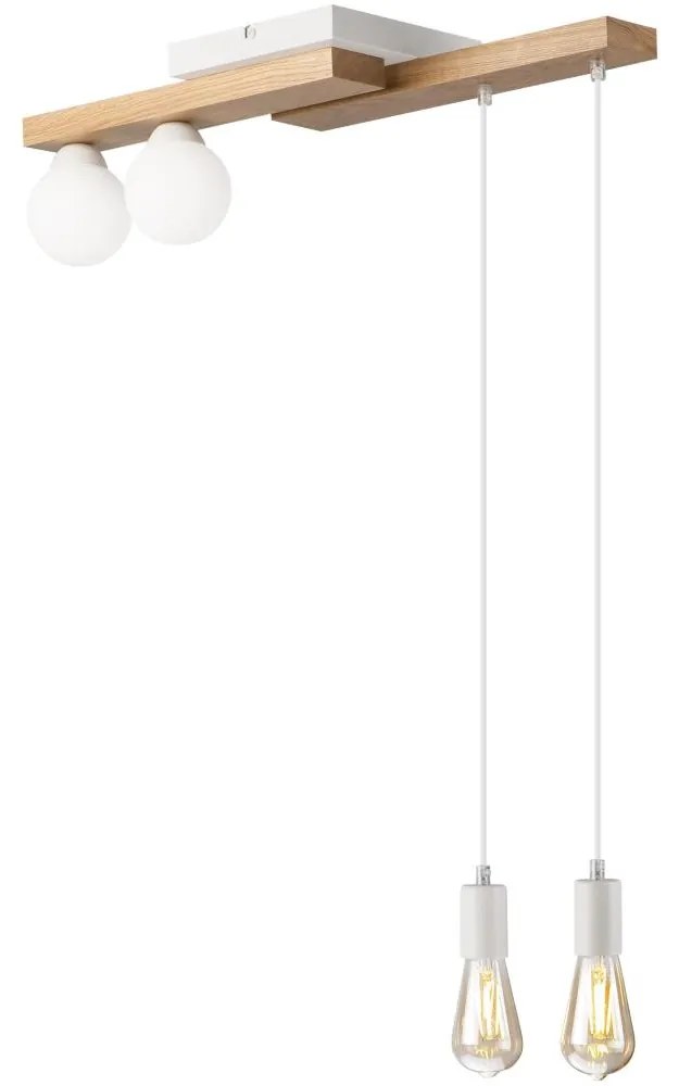 Csillár zsinóron CORTINA 2xE27/15W/230V + 2xG9/5W/230V fehér/tölgy