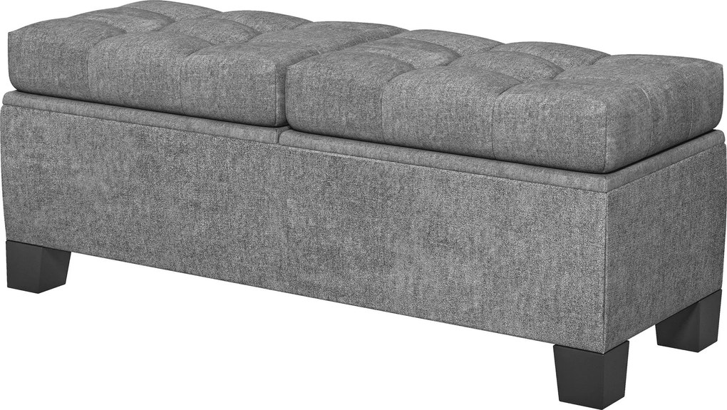 HOMCOM Gombostűzött Szövet Tároló Otomán Pad Bejárathoz és Hálószobához, 116x41x47cm, Szürke | Aosom