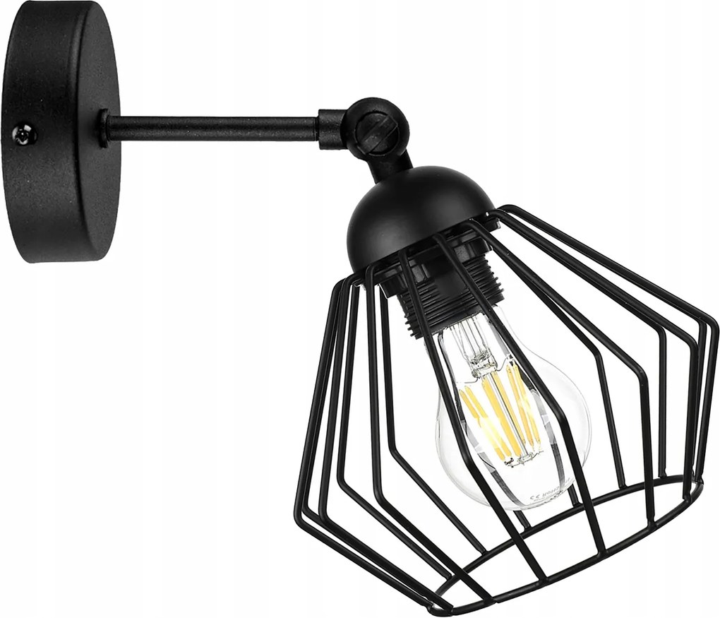 Fali lámpa Loft fali lámpa vezetékes mozgatható Led fekete