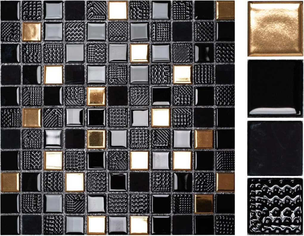 Mozaik dekorcsempe  322155 Black Gold