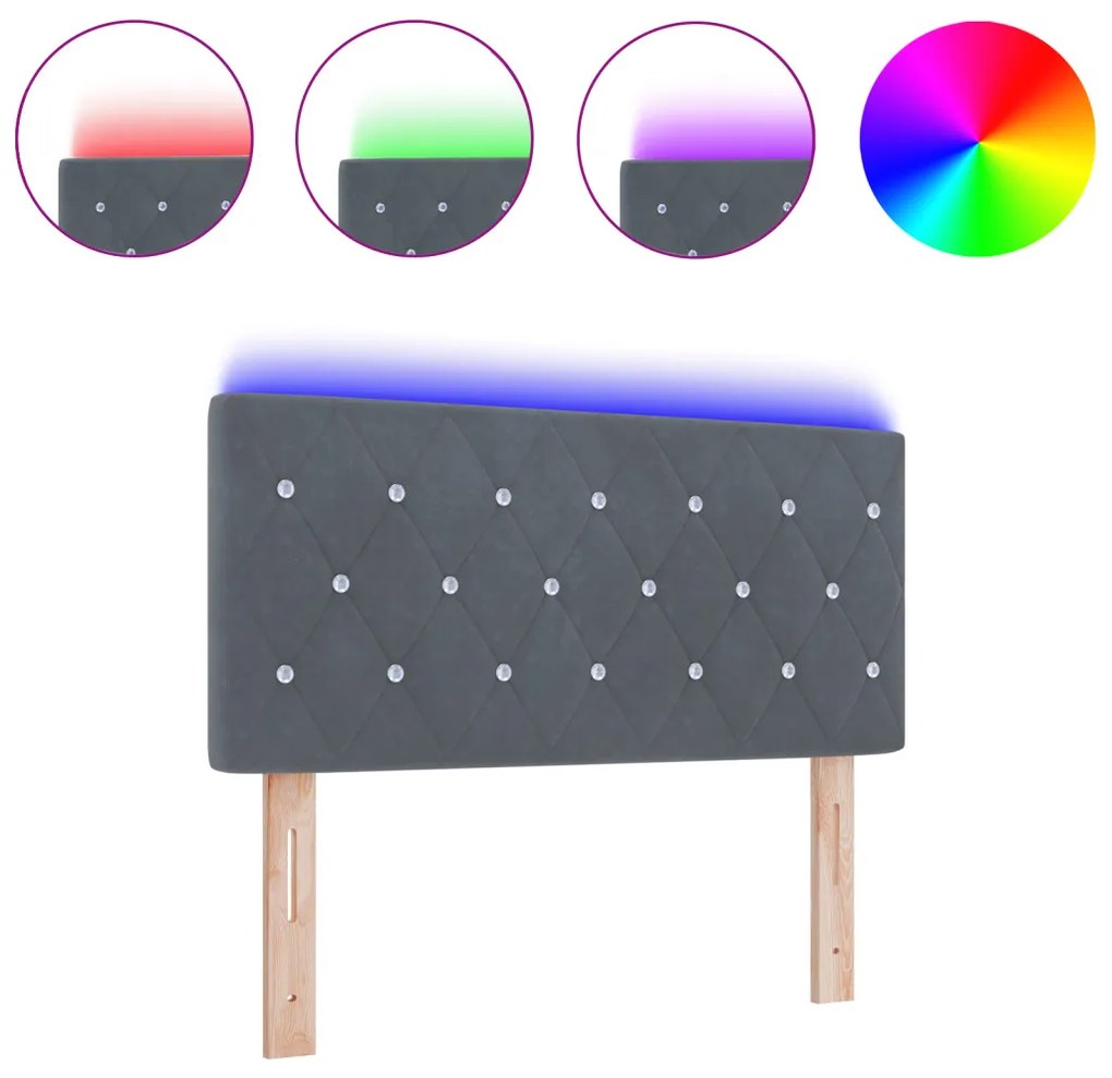 LED Fejtámla Kristály Gombos Sötétszürke 90 cm Bársony