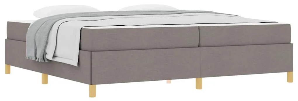 Boxrugós ágy matracmal Taupe és fehér 200 x 200 cm szövet