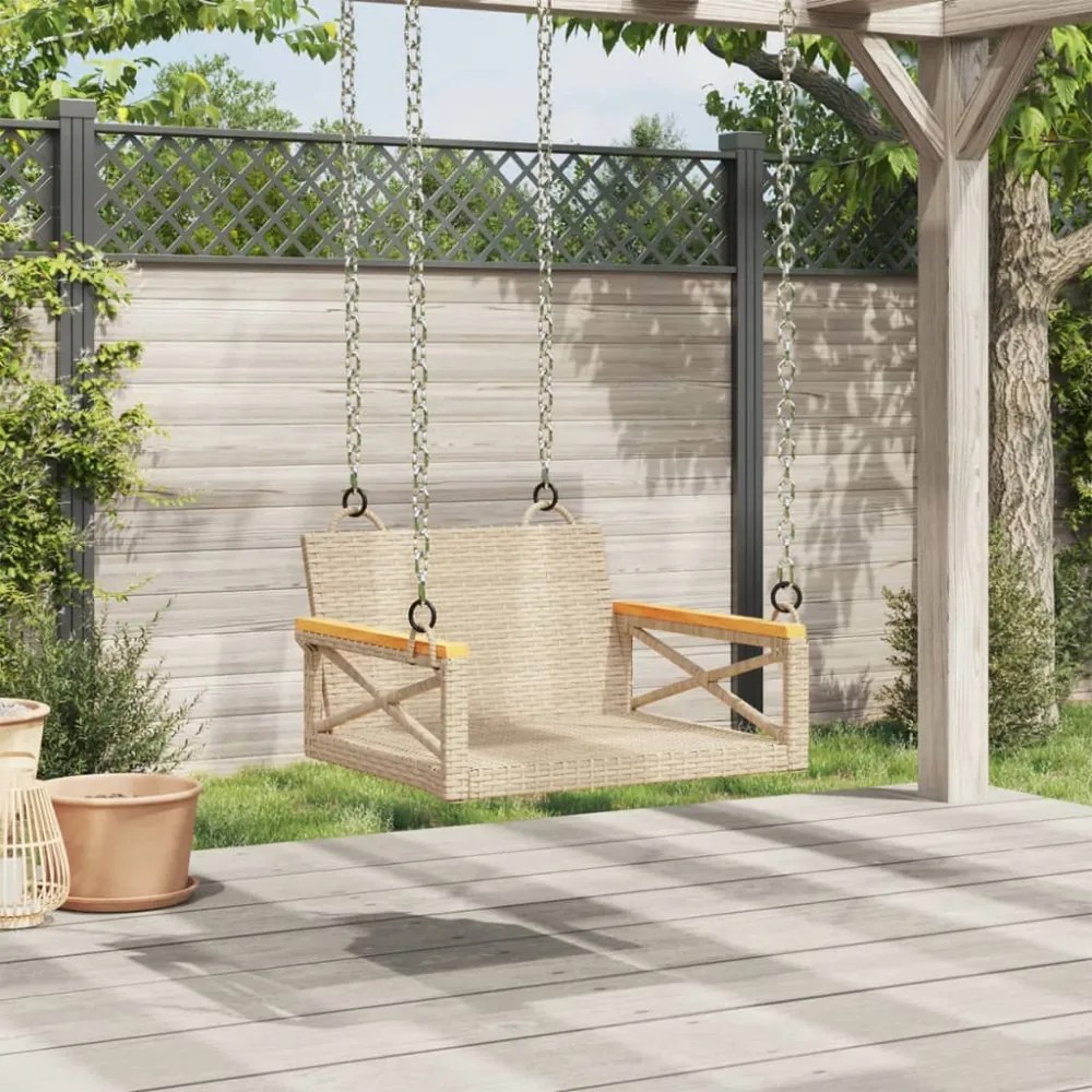 bézs polyrattan hintapad 63 x 62 x 40 cm