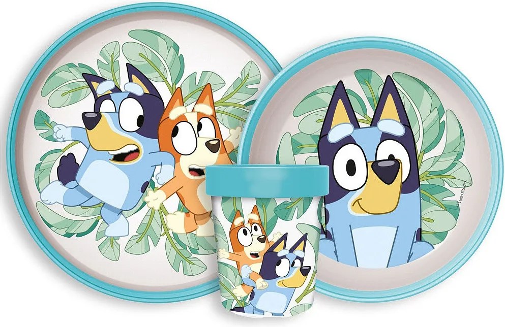 Bluey Leaves csúszásmentes étkészlet, micro műanyag szett