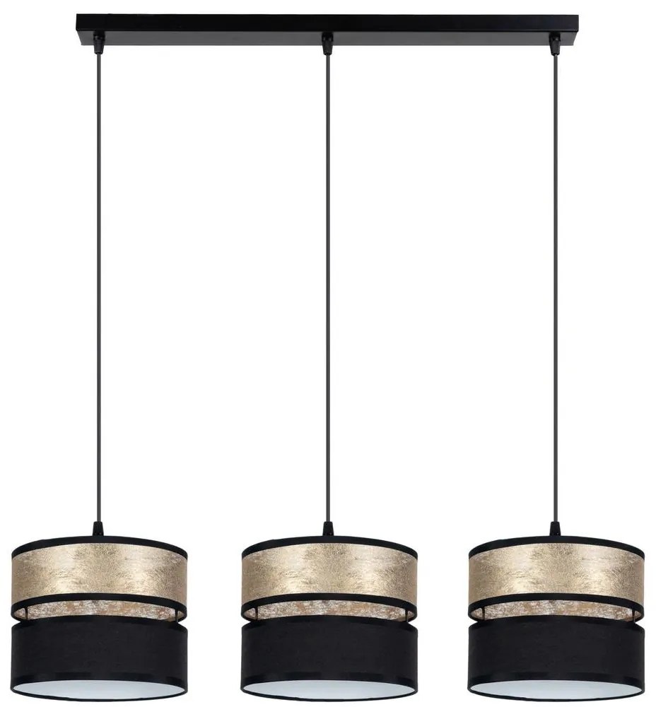 Csillár zsinóron LIMA 3xE27/60W/230V arany/fekete