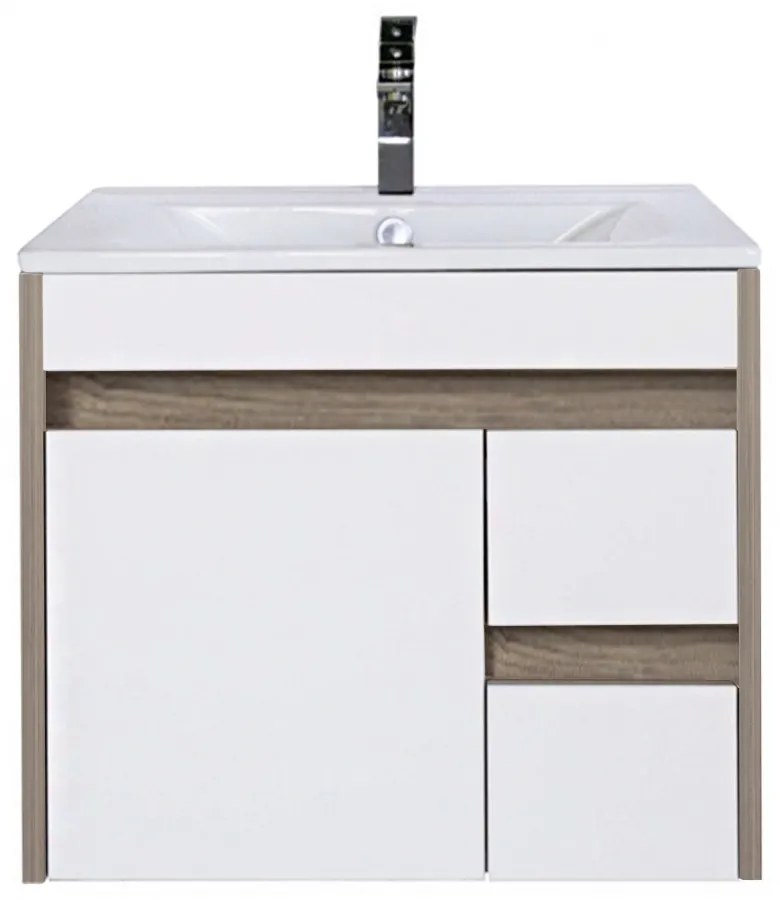 Luna 60 alsó fürdőszoba bútor mosdóval, Rauna szil-Fehér