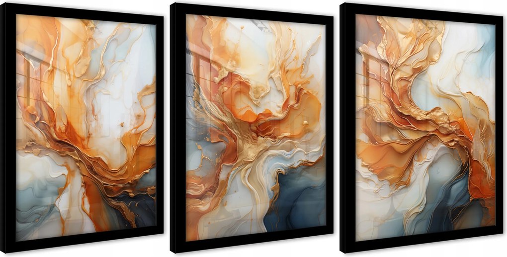 Poszterek Márvány Absztrakt Falikép Keret Triptichon 3 Részes 103x219