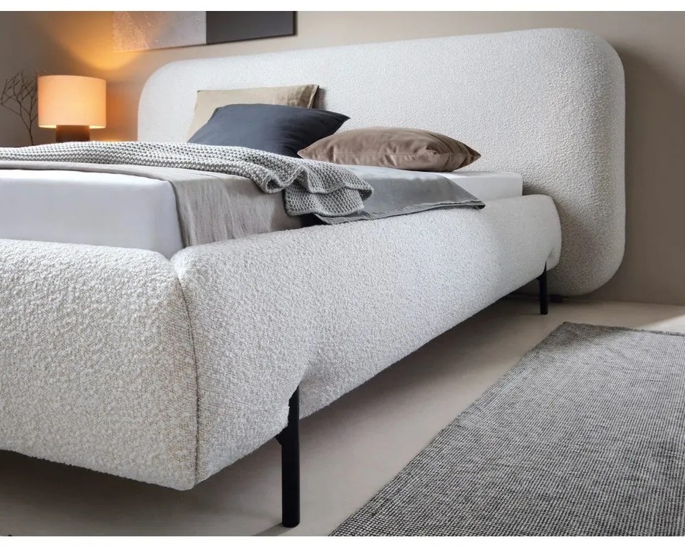 Bézs kárpitozott ágyneműtartós franciaágy ágyráccsal 180x200 cm Pointt – ELTAP