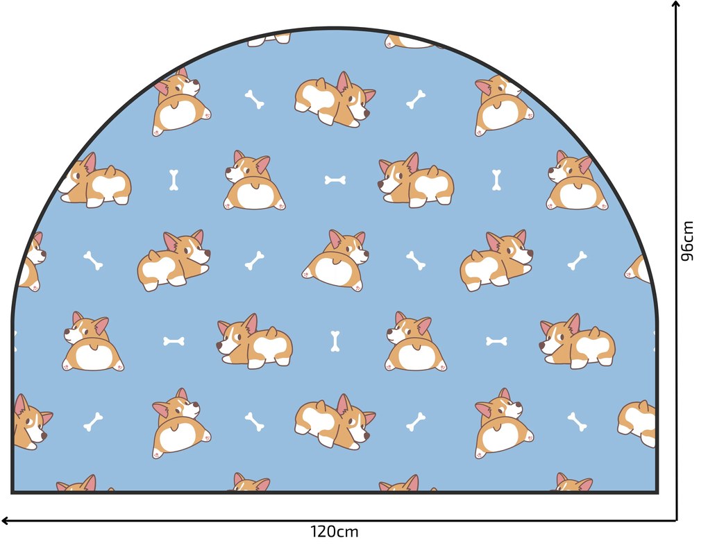 PIPPER. Védő textil falmatrica – Ív – Corgi Méret: 83x60cm, Indíték: névvel
