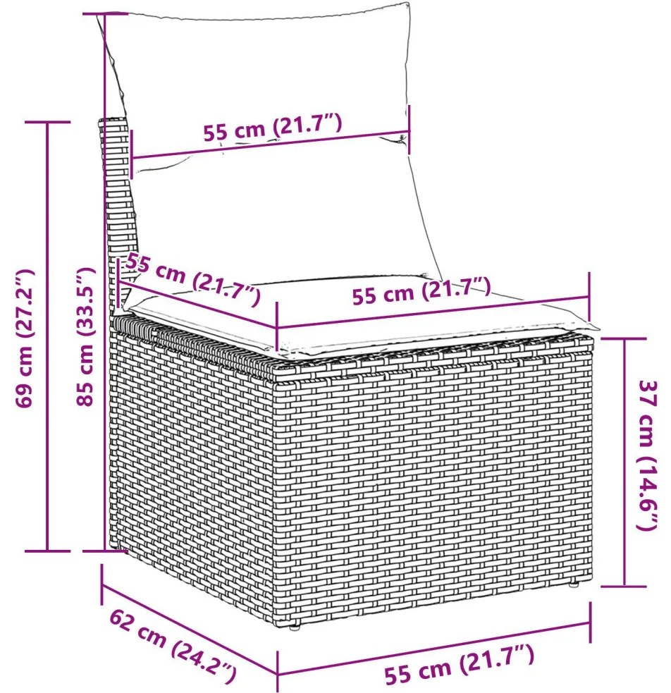 10 darabos kerti kanapé szett párnákkal Fekete Poly Rattan Akácia, 3 darabos kerti étkező szett párnákkal Fekete Poly Rattan Akácia