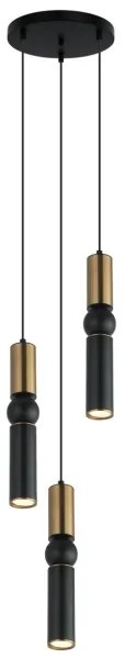 ITALUX PND-14290-3-BRO-BK - Csillár zsinóron ISIDORA 3xGU10/25W/230V fekete/bronz