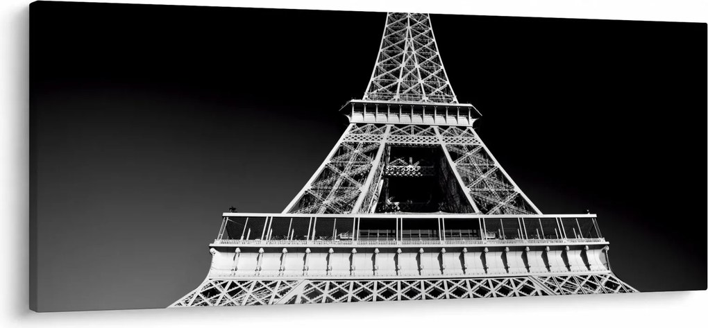 Kép - Eiffel-torony, fekete-fehér (120x50 cm)