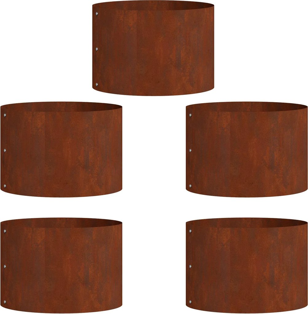 vidaXL Ültető gyűrű 5 pcs Barna 30 x 30 x 20 cm Időjárásálló acél