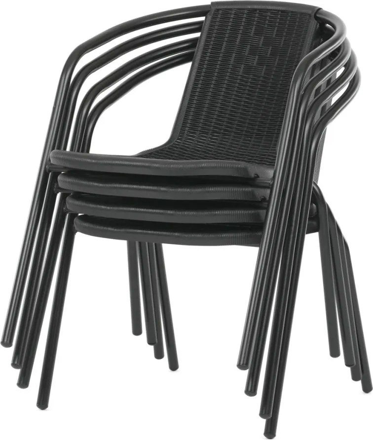 Kerti szék, fém, műanyag, fekete, AZC-H1001 BK