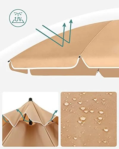Napernyő 160 cm, Napvédelem UPF 50+, dönthető, talp nélkül, taupe