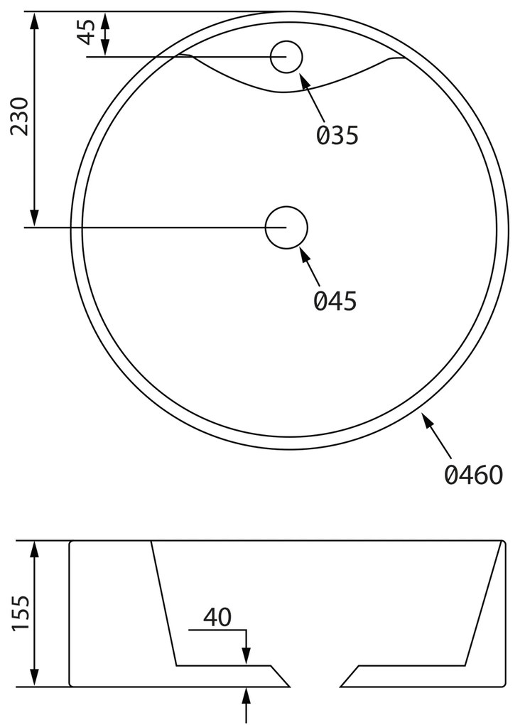 Sapho, YAKARTA kerámia mosdó, átmérő 46 cm, munkalap, BH7021