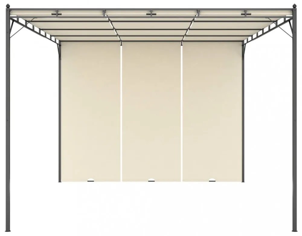 vidaXL krémszínű kerti pavilon oldalfüggönnyel 4 x 3 x 2,25 m