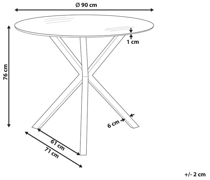 Arany Kerek Étkezőasztal Üveglappal ⌀ 90 cm SAVONI Beliani