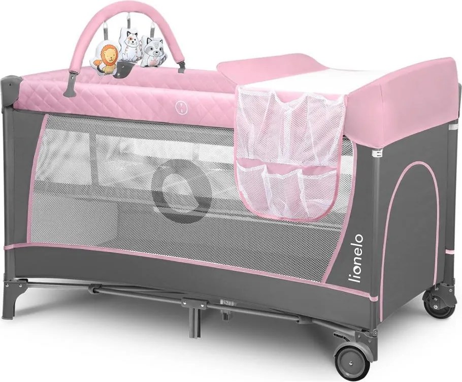 Lionelo - Utazóágy FLOWER Flamingo