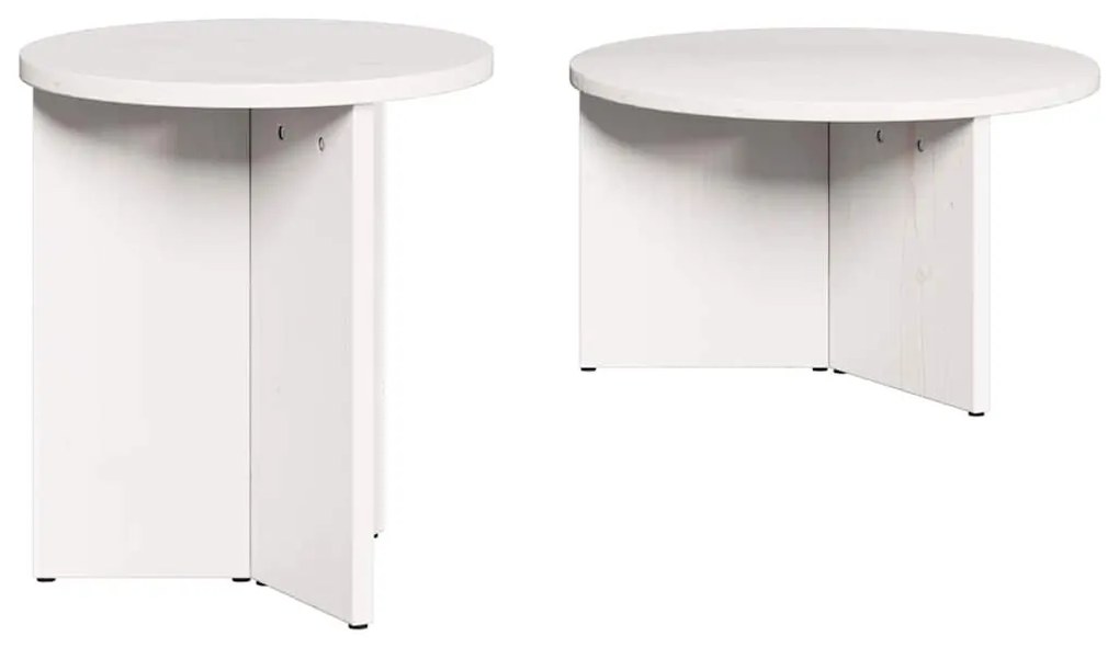 Dohányzóasztal 2 pcs Fehér 49 x 49 x 28 cm Tömör fenyőfa