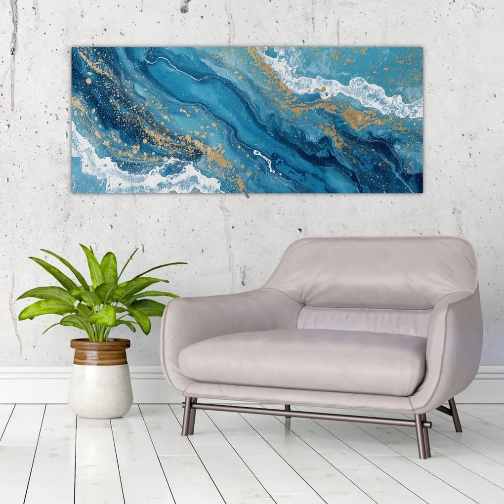 Kép - Világoskék márvány arannyal II. (120x50 cm)