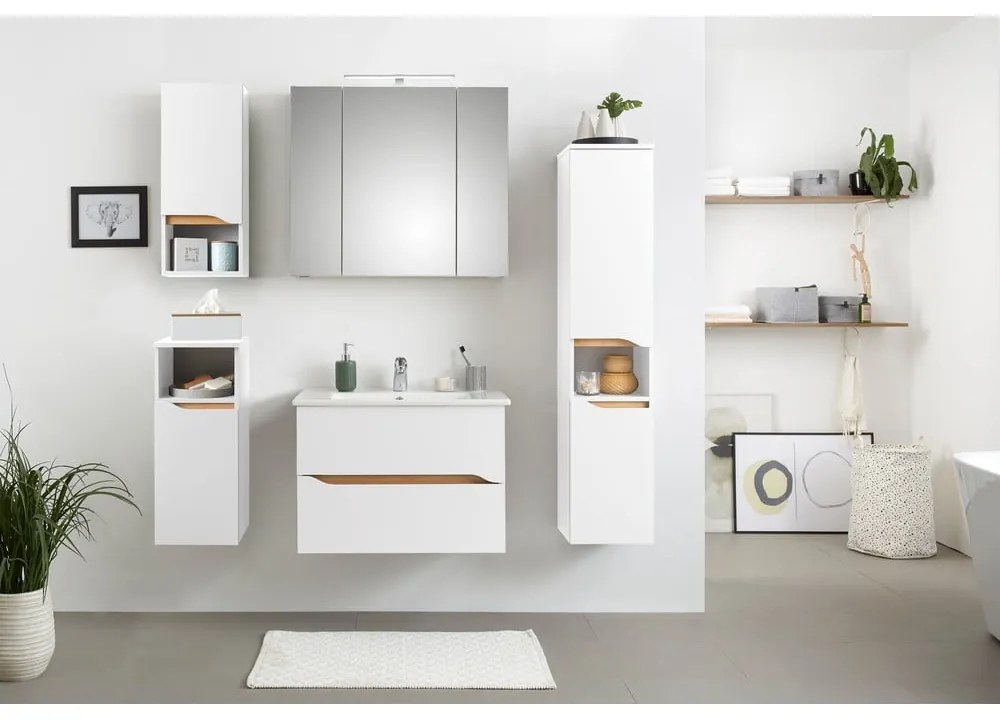 Fehér magas fali fürdőszoba szekrény 30x70 cm Set 857 – Pelipal