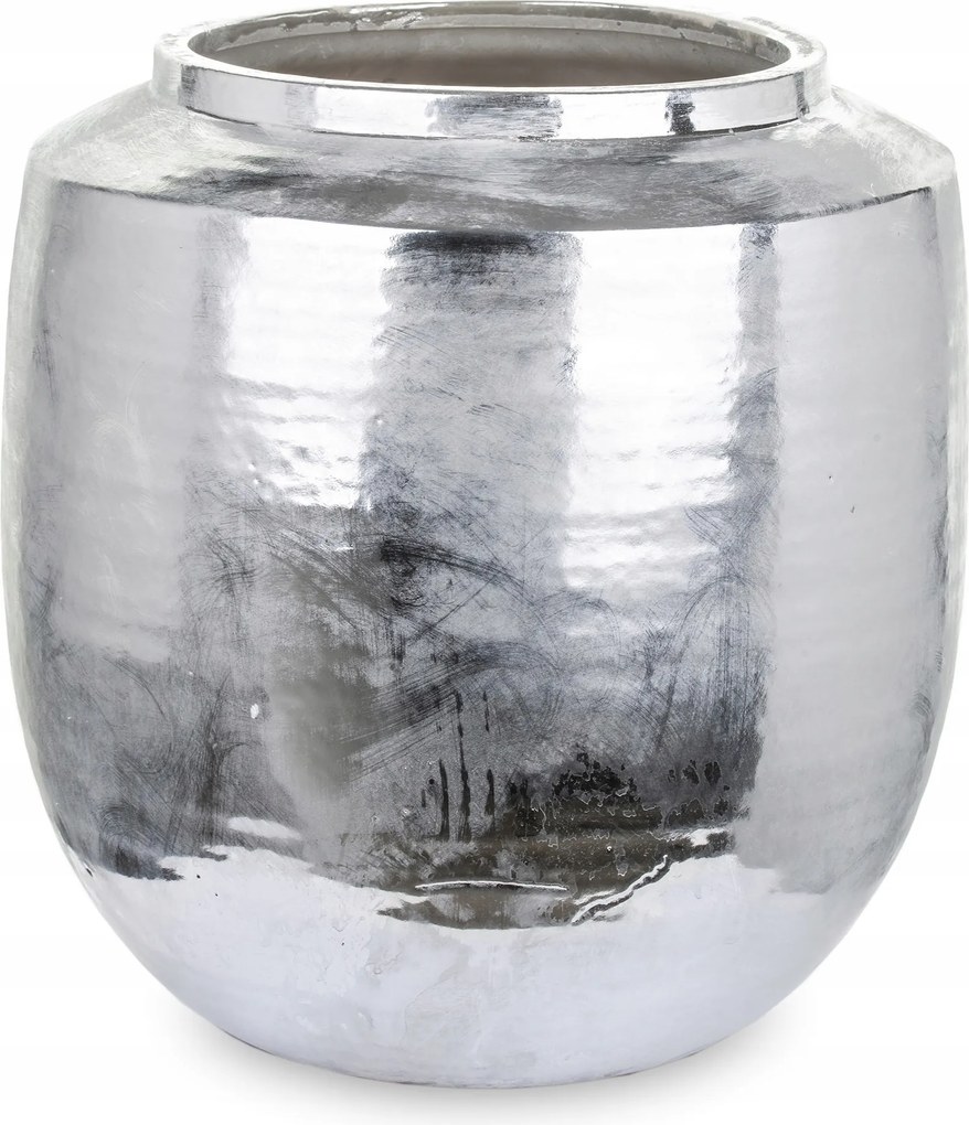 Ezüst színű kerámia kaspó dekoráció