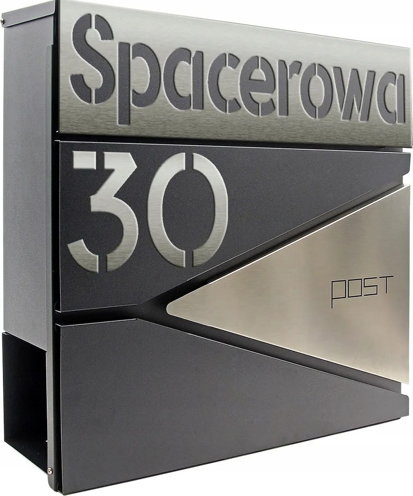 Levéltartó doboz, újságtartó rozsdamentes acél cím házszám Cnc