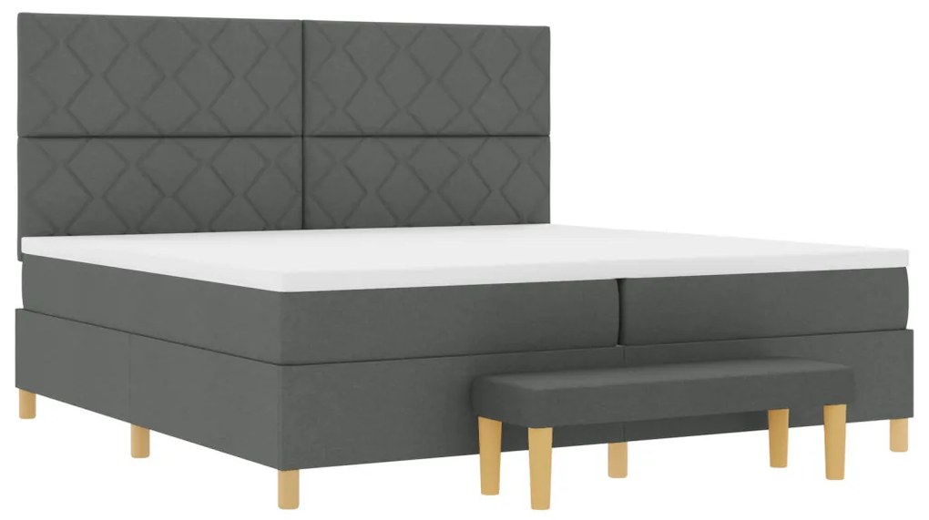 Boxspring ágy matraccal és paddal Sötétszürke 200x200 cm Szövet