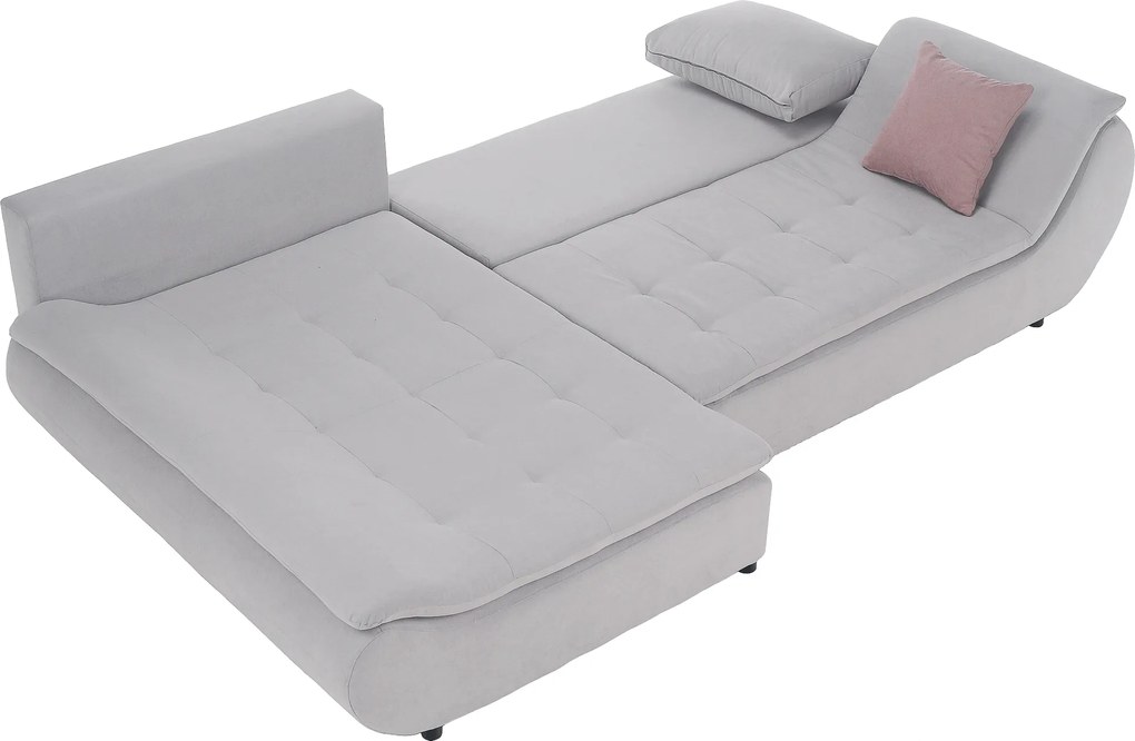 Ülőgarnitúra, világosszürke/púderrózsaszín, szövet, balos, BRATO