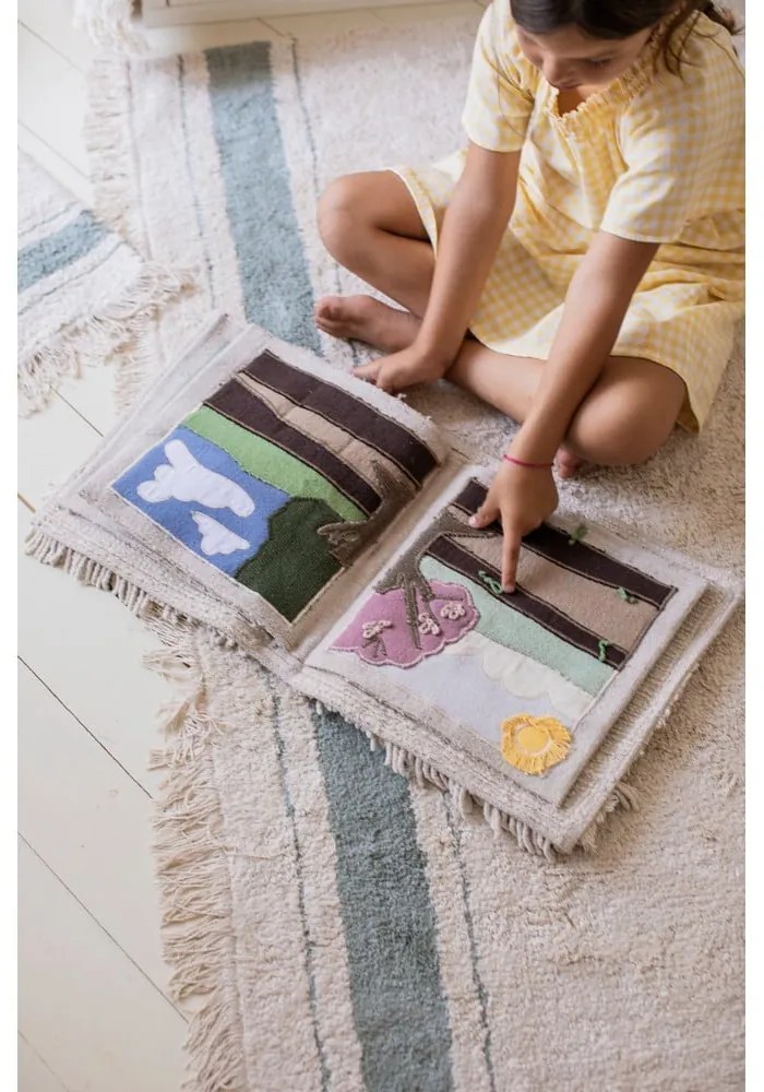 Kék-krémszínű mosható kézi szövésű pamut szőnyeg 140x200 cm Gastro Vintage Blue – Lorena Canals