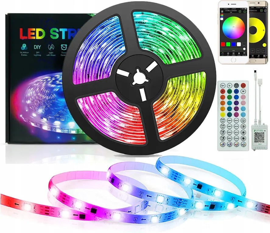 Led szalag 5M Rgb 5050 Bluetooth Alkalmazás Készlet