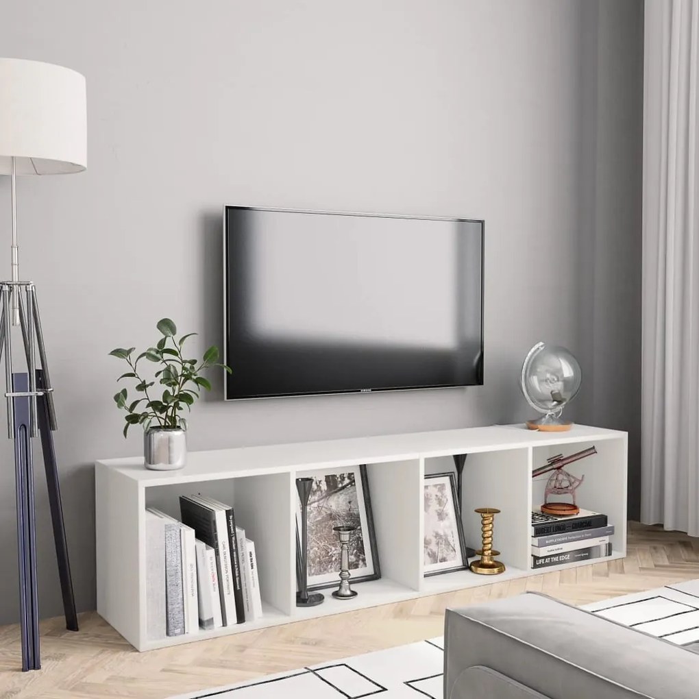 fehér könyv-/TV-szekrény 143 x 30 x 36 cm